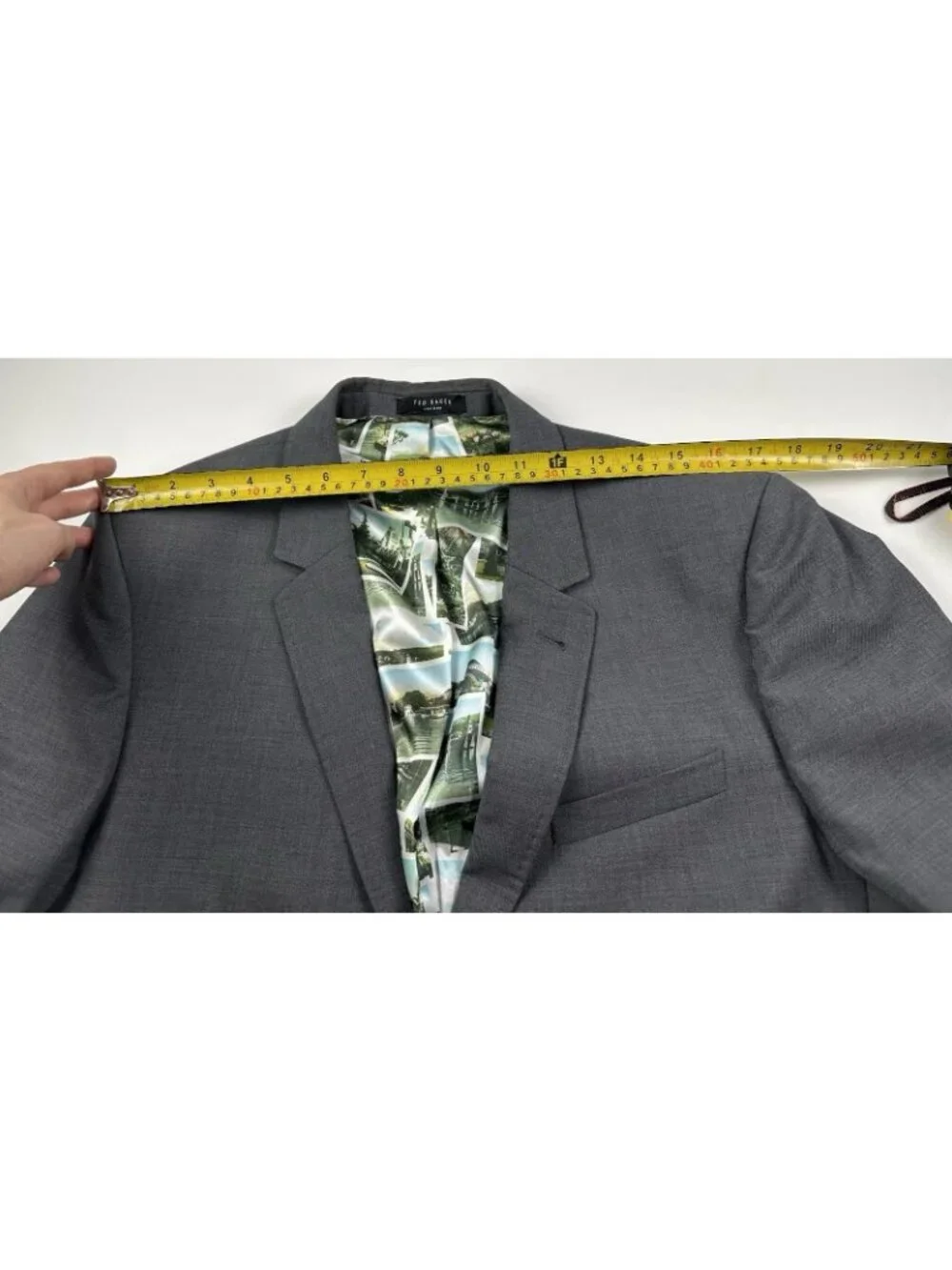 Ted Baker Mens Blazer Gray 40S 100% Wool Modern Sports Coat Blazer Suit Jacket